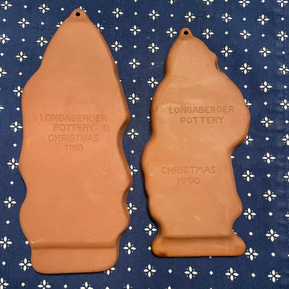 Set of 2 NEW Longaberger Santa Pottery Cookie Mold Vintage Redware - Picture 2 of 2